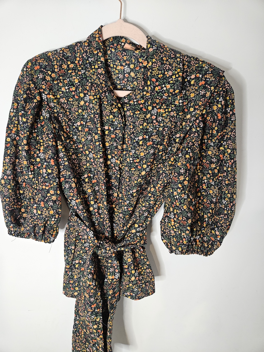 Floral Tie-Waist Button-Down Shirt